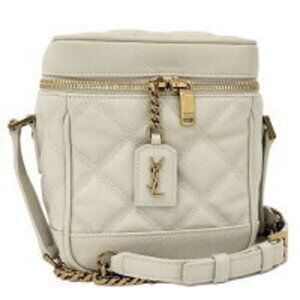 Saint Laurent Shoulder Bag Vanity Chain Ivory White Leather